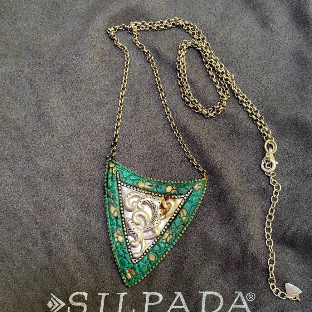 Not for sale  Green Patina Shield Necklace Not for sale